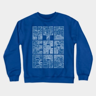 Hyderabad, India City Map Typography - Blueprint Crewneck Sweatshirt